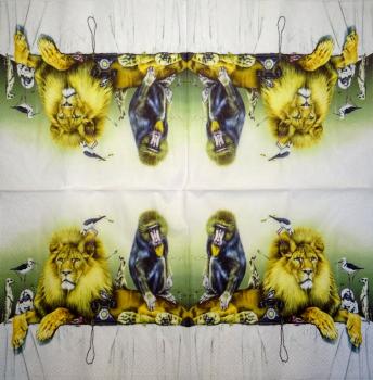 154 Animals Africa: Divers - 4-ply - Paper Design - Handkerchief